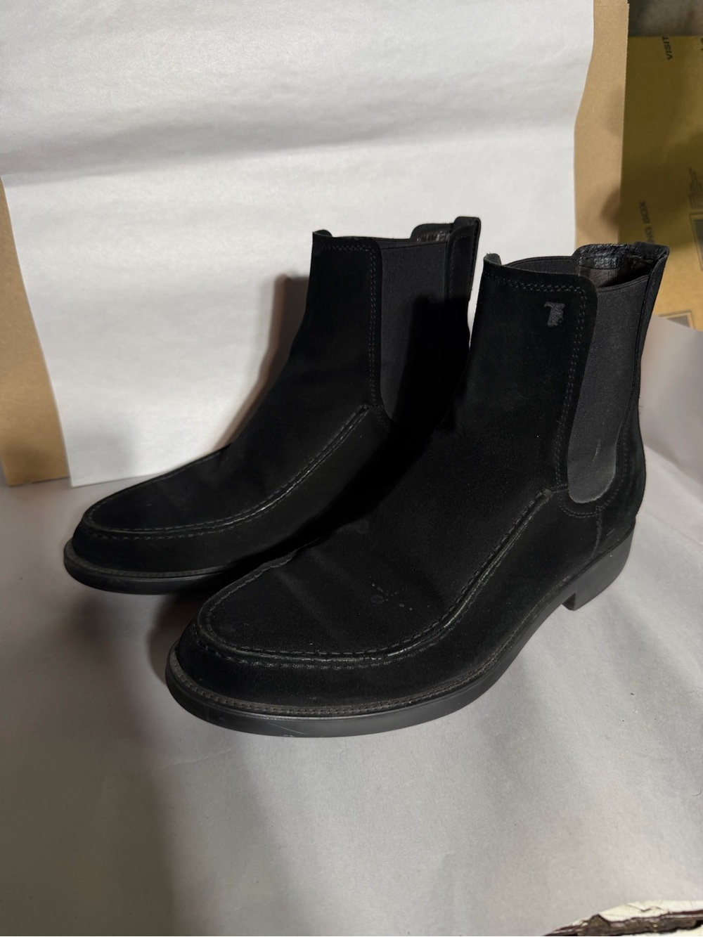 Tod’s Men's Black Chelsea Boot - Suede Slip-On Ankle Boot Fall Casual Style